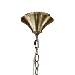 Tiffany Pendant 4+4 Light E14+G9, Antique Brass With Cream Shades & Clear Crystal - thumbnail 3