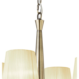 Tiffany Pendant 4+4 Light E14+G9, Antique Brass With Cream Shades & Clear Crystal - thumbnail 5