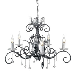 Amarilli 5 Light Chandelier Black, Silver Floral Leaves Design , E14
