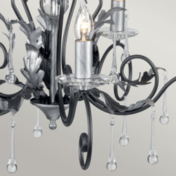 Amarilli 5 Light Chandelier Black, Silver Floral Leaves Design , E14 - thumbnail 3
