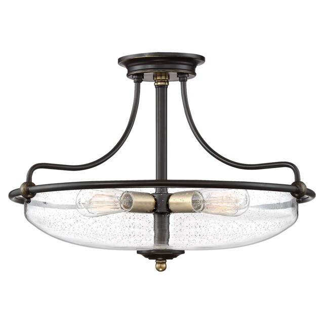 Quoizel Griffin Bowl Semi Flush Ceiling Light Palladian Bronze with Weathered Brass Accents - image 1