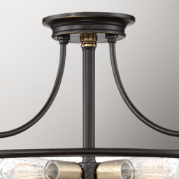 Quoizel Griffin Bowl Semi Flush Ceiling Light Palladian Bronze with Weathered Brass Accents - thumbnail 2