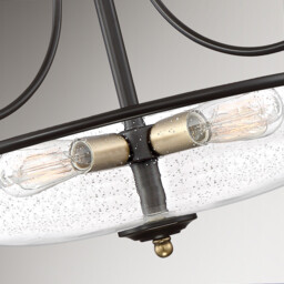 Quoizel Griffin Bowl Semi Flush Ceiling Light Palladian Bronze with Weathered Brass Accents - thumbnail 5