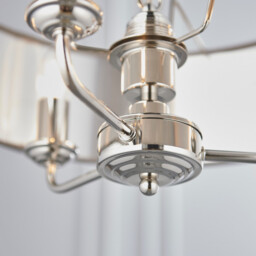 Highclere 3 Lamp Cylindrical Pendant Light Bright Nickel Plate, Charcoal Fabric - thumbnail 5