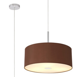 Baymont Polished Chrome 3 Light E27 Single Pendant With 50cm x 20cm Dual Faux Silk Shade, Cocoa/Grecian Bronze