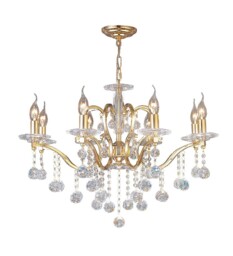 Zinta Ceiling Pendant Chandelier 8 Light French Gold, Crystal - thumbnail 1