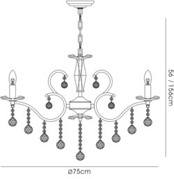 Zinta Ceiling Pendant Chandelier 8 Light French Gold, Crystal - thumbnail 3