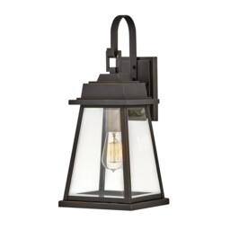 Hinkley Bainbridge Outdoor Wall Lantern Oil Rubbed Bronze with Heritage Brass Accents, IP44