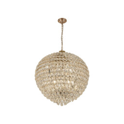 Coniston Pendant, 16 Light E14, French Gold/Crystal Item Weight: 46kg - thumbnail 1