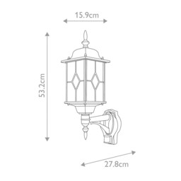 Wexford 1 Light Outdoor Motion Sensor Lantern Light Black Silver IP43, E27 - thumbnail 5