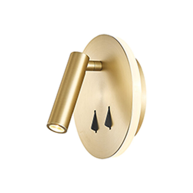 Cayman Round Wall + Reading Light, 6W + 3W LED, 3000K, 620lm Total, Individually Switched, Satin Gold, 3yrs Warranty - image 1