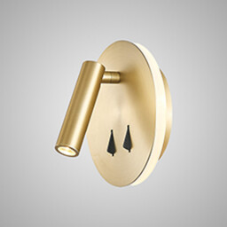 Cayman Round Wall + Reading Light, 6W + 3W LED, 3000K, 620lm Total, Individually Switched, Satin Gold, 3yrs Warranty - thumbnail 2