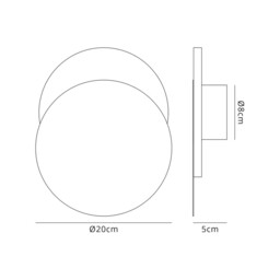 Altona Magnetic Base Wall Lamp, 12W LED 3000K 498lm, 20, 19cm Round Bottom Offset, Sand White, Acrylic Frosted Diffuser - thumbnail 2