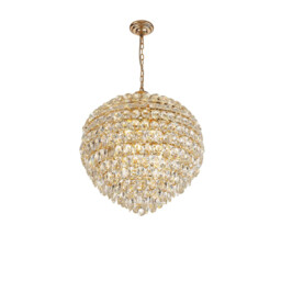 Coniston Pendant, 12 Light E14, French Gold/Crystal Item Weight: 29.2kg - thumbnail 1