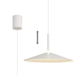 Calice 48cm Rise And Fall Pendant, 16W LED, 3000K, 1200lm, White, 3yrs Warranty - thumbnail 1