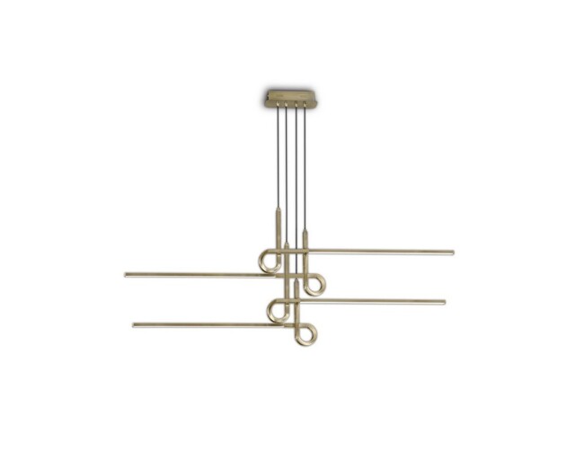 Cinto Semi Flush Ceiling Light Pendant 42W LED, 3000K, 3360lm, Antique Brass - image 1