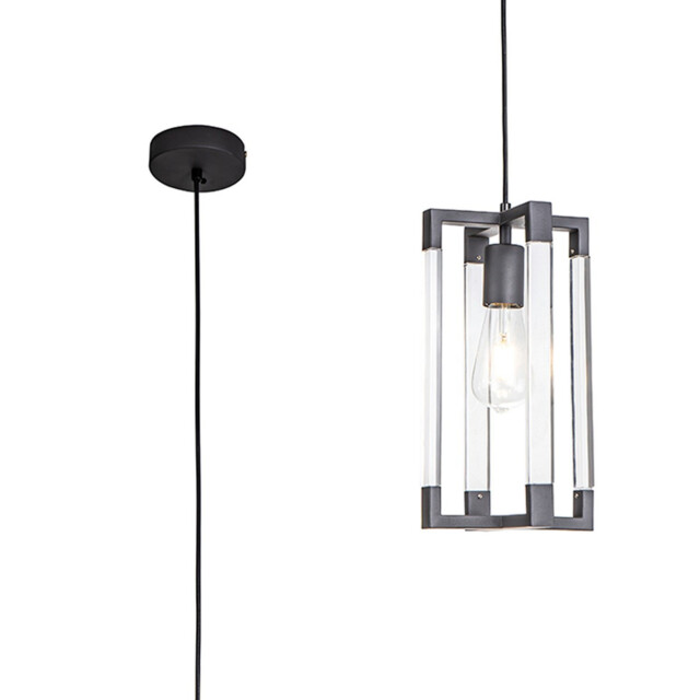 Canto Double Rectangle Square Pendant 1 Light E27 Graphite/Acrylic - image 1