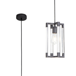Canto Double Rectangle Square Pendant 1 Light E27 Graphite/Acrylic