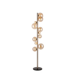 Marshall Floor Lamp, 11 Light G9, Satin Nickel, Amber Plated Glass