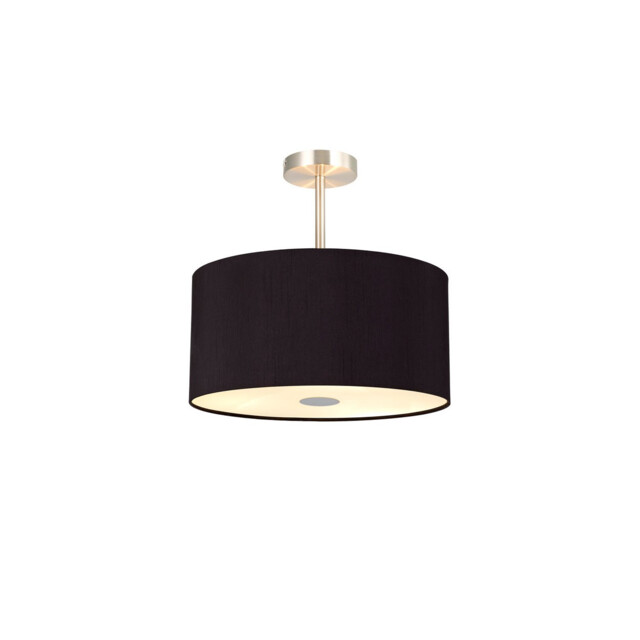 Baymont Satin Nickel 3 Light E27 Semi Flush With 40cm x 18cm Dual Faux Silk Shade, Black/Green Olive - image 1