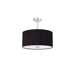 Baymont Satin Nickel 3 Light E27 Semi Flush With 40cm x 18cm Dual Faux Silk Shade, Black/Green Olive - thumbnail 5
