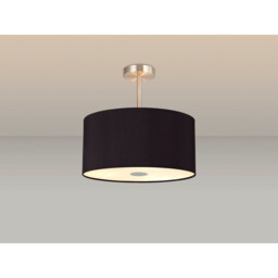 Baymont Satin Nickel 3 Light E27 Semi Flush With 40cm x 18cm Dual Faux Silk Shade, Black/Green Olive - thumbnail 2