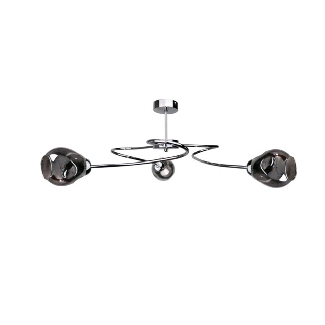 Zahra Multi Arm Semi Flush Ceiling Light Silver, 67cm, 3x E27