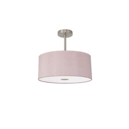 Baymont Satin Nickel E27 Semi Flush With 40cm x 18cm Dual Faux Silk Shade, Taupe/Halo Gold - thumbnail 5