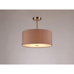 Baymont Satin Nickel E27 Semi Flush With 40cm x 18cm Dual Faux Silk Shade, Taupe/Halo Gold - thumbnail 2