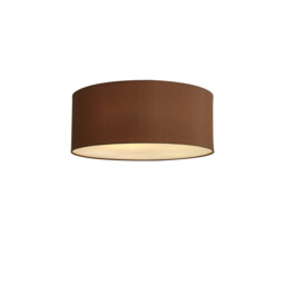 Baymont White 5 Light E27 Flush Ceiling Fixture With 50cm x 20cm Dual Faux Silk Shade, Raw Cocoa/Grecian Bronze
