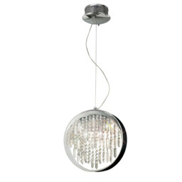 Geo Pendant Black Shade 9 Light G4 Polished Chrome/Crystal, NOT LED/CFL Compatible