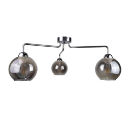 Pluton Multi Arm Semi Flush Ceiling Light Silver, 70cm, 3x E27