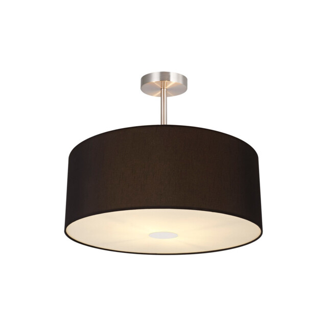 Baymont Satin Nickel 3 Light E27 Semi Flush With 50cm x 20cm Dual Faux Silk Shade, Black/Green Olive - image 1