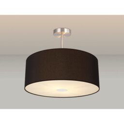 Baymont Satin Nickel 3 Light E27 Semi Flush With 50cm x 20cm Dual Faux Silk Shade, Black/Green Olive - thumbnail 2
