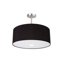 Baymont Satin Nickel 3 Light E27 Semi Flush With 50cm x 20cm Dual Faux Silk Shade, Black/Green Olive - thumbnail 5