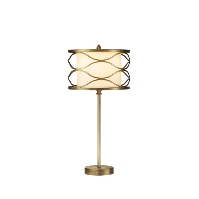 Milton Table Lamp E27 Aged Gold, Cream Fabric Shade - image 1