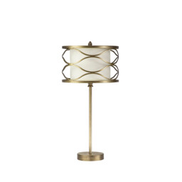 Milton Table Lamp E27 Aged Gold, Cream Fabric Shade - thumbnail 5