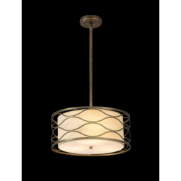 Milton Ceiling Pendant, Convertible To Semi Flush 5 Light E14 Aged Gold, Cream Fabric Shade - thumbnail 3