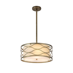 Milton Ceiling Pendant, Convertible To Semi Flush 5 Light E14 Aged Gold, Cream Fabric Shade - thumbnail 1