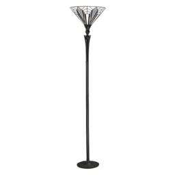 Astoria 1 Light Floor Lamp Uplighter Black, Tiffany Style Glass, E27