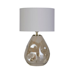 Devon Table Lamp, Champagne Punched Glass with Off White - thumbnail 2