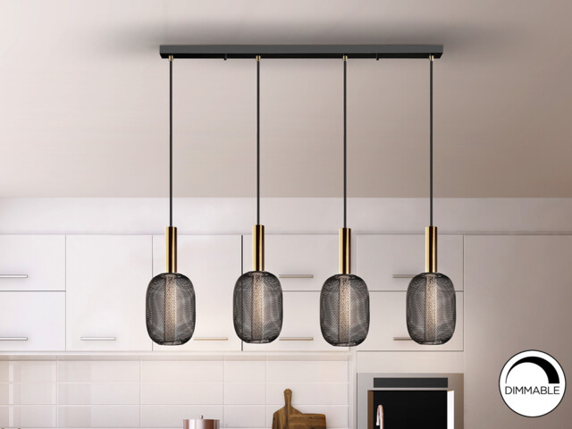 Micrón Bar Pendant Ceiling 4 Light Gold, Black LED 3000K - image 1