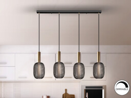 Micrón Bar Pendant Ceiling 4 Light Gold, Black LED 3000K - thumbnail 1