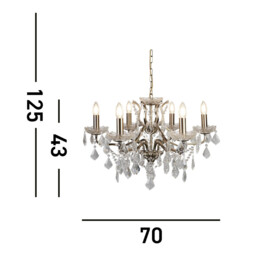 Paris 6 Light Chandelier Antique Brass Finish, E14 - thumbnail 5