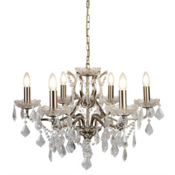 Paris 6 Light Chandelier Antique Brass Finish, E14 - thumbnail 1