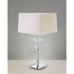 Akira Table Lamp 2 Light E27, Polished Chrome With Cream Shade - thumbnail 2