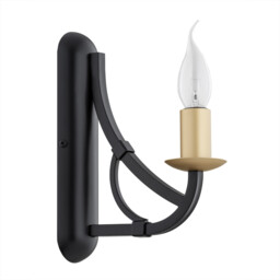 Lorenzo Single Candle Wall Lamp Black, Gold - thumbnail 2