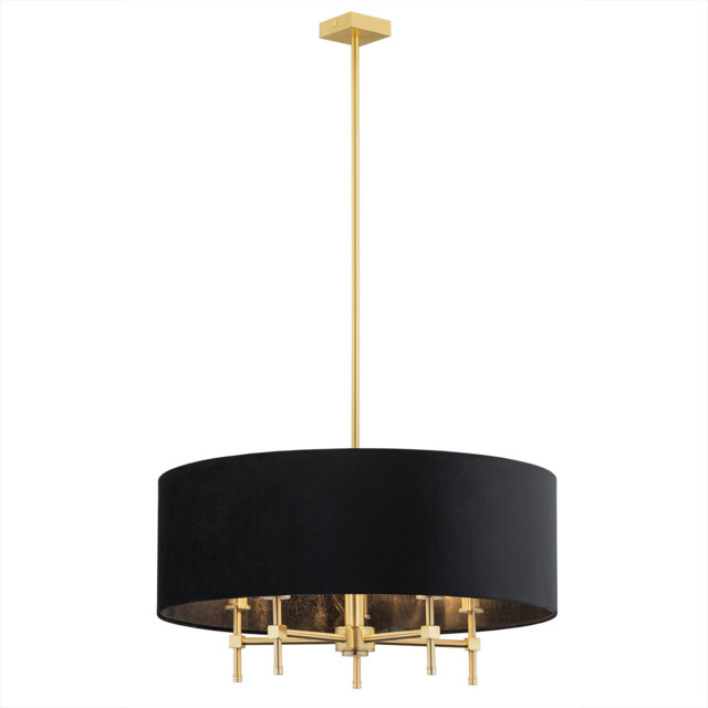 Abbano Cylindrical Pendant Ceiling 5 Light Black, Brushed Brass - image 1
