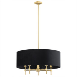 Abbano Cylindrical Pendant Ceiling 5 Light Black, Brushed Brass - thumbnail 2