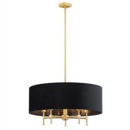 Abbano Cylindrical Pendant Ceiling 5 Light Black, Brushed Brass - thumbnail 1